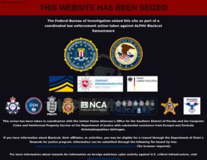 La page de fuite d'ALPHV sur le darknet a été la première à être confisquée (Image : B2B-C-S).