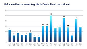 Von Juli 2022 bis Dezember 2023 identifizierte Malwarebytes insgesamt 219 Ransomware-Angriffe in Deutschland. (Copywright: Malwarebytes)
